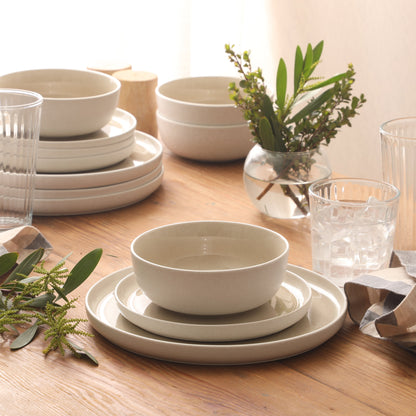 Gibson Elite Tahoe Sunset 12 Piece Stoneware Reactive Glaze (Service for 4) Ceramic Plates and Bowls Dinnerware Set