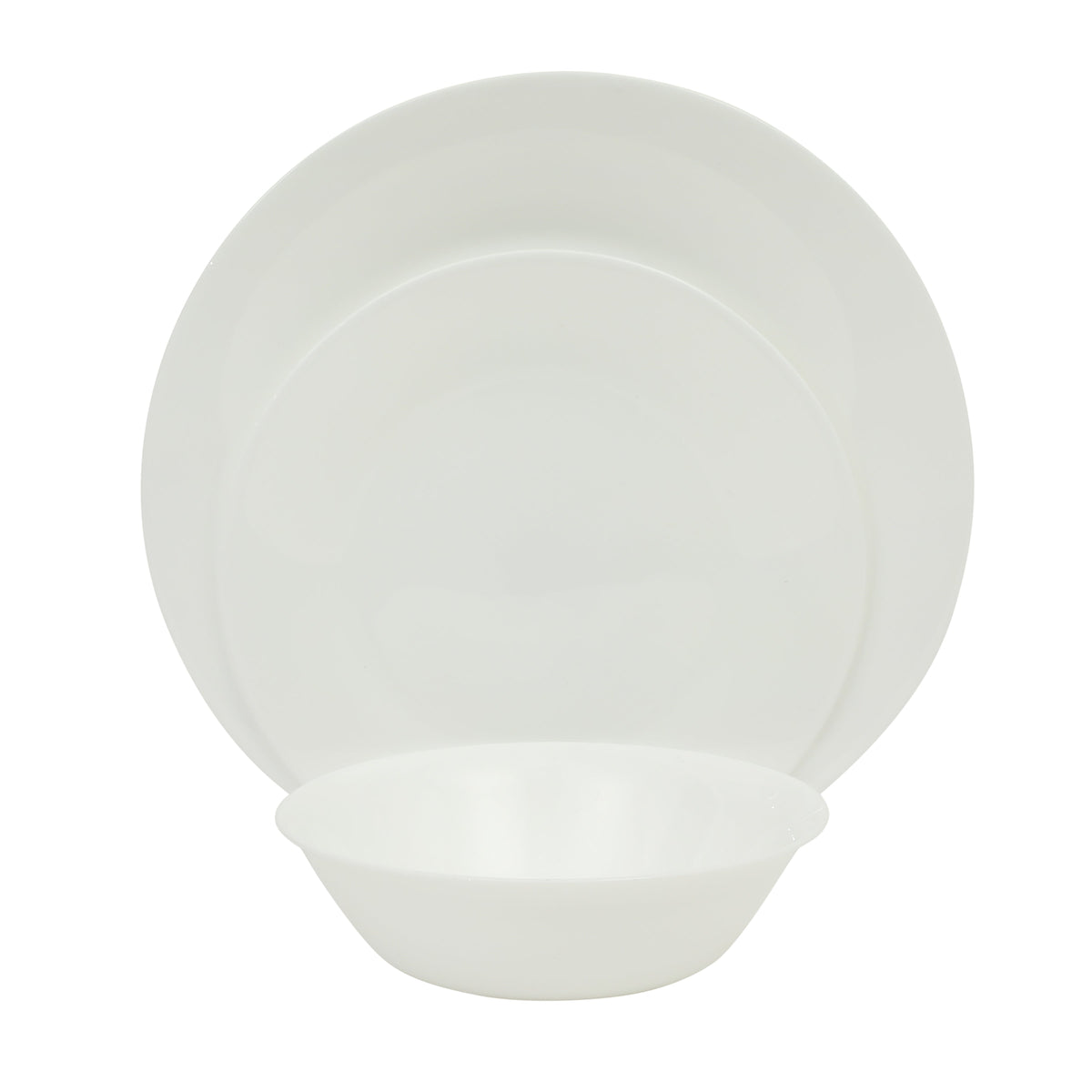 Gibson Home Vanilla Hills 12-Piece Opal Glass Dinnerware Set, Service for 4 – Includes 10" Dinner Plates, 8.5" Salad Plates & Bowls – Microwave Safe, Dishwasher Safe, Chip Resistant – White, Round