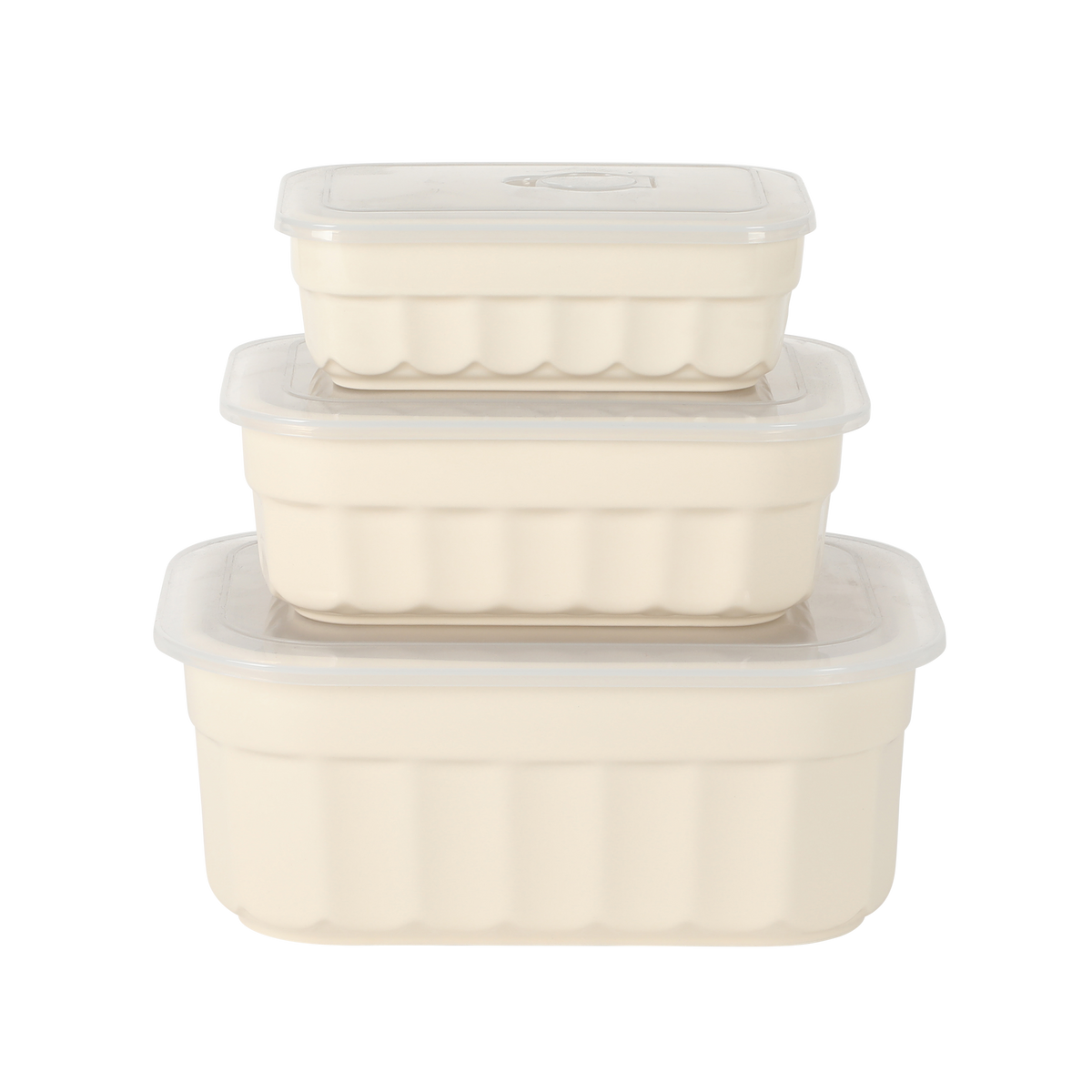 Martha Stewart Broadbrook 6 Piece Stoneware Meal Prep Container Set with Lids, Rectangular/Round Food Storage & Bakeware, Cream, Oven, Microwave & Dishwasher Safe