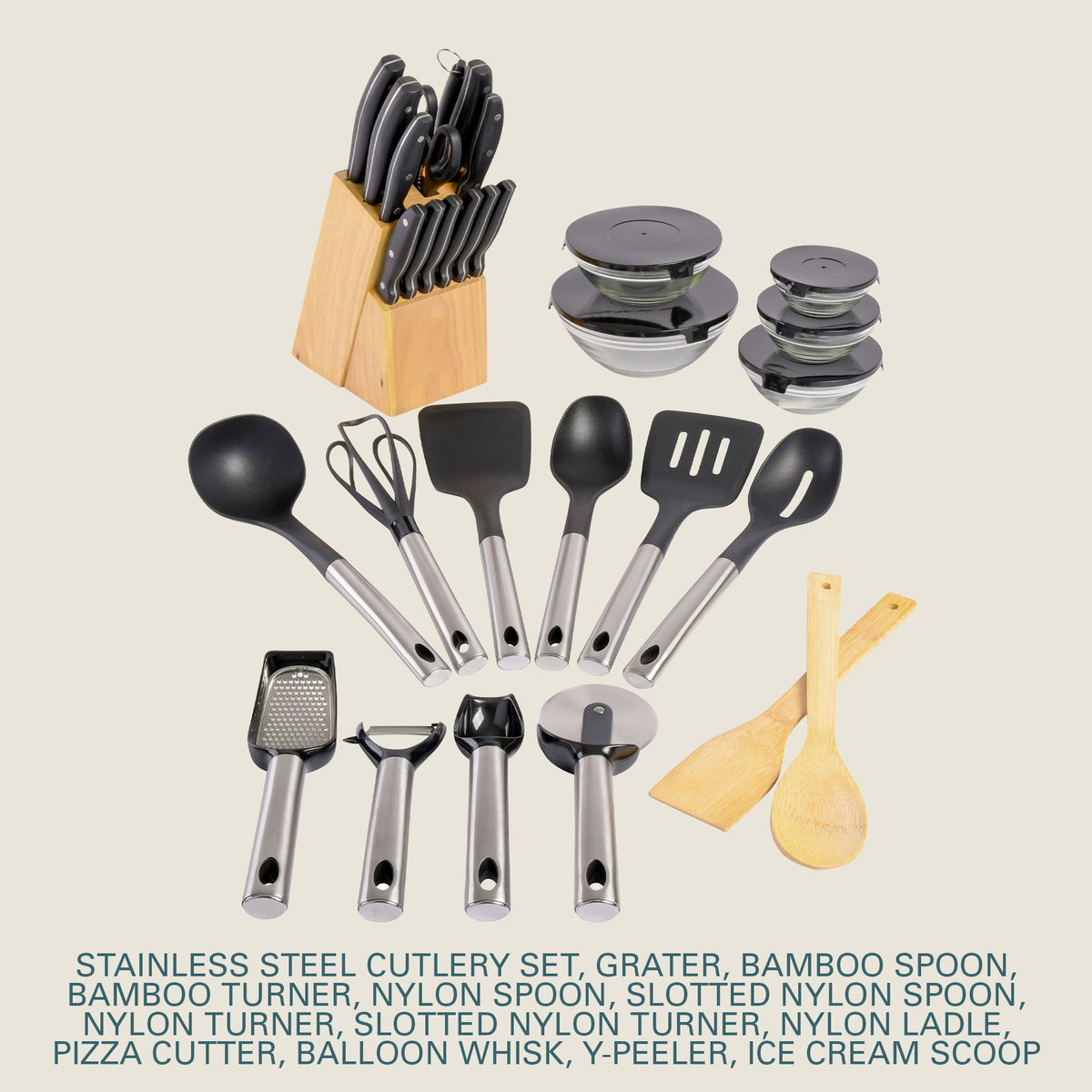 Gibson Home 95 Piece Kitchen in a Box Pots and Pans Cookware, Plates and Bowls Dinnerware, Cutlery Knife Block, Flatware Utensils, Tools & Gadgets, Storage, Glasses Set