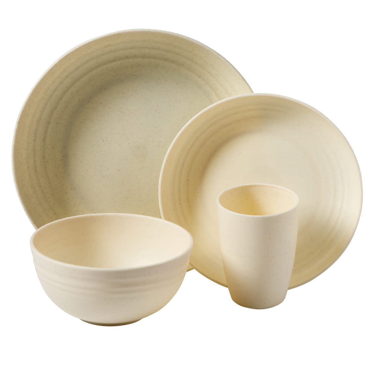 Gibson Home Plates and Bowls Set, 32 Piece Wheat Straw Dinnerware for 8 with Tumblers, Matte, Unbreakable & Lightweight, Dishwasher Safe, 4 Colors