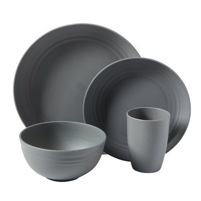 Gibson Home Plates and Bowls Set, 32 Piece Wheat Straw Dinnerware for 8 with Tumblers, Matte, Unbreakable & Lightweight, Dishwasher Safe, 4 Colors