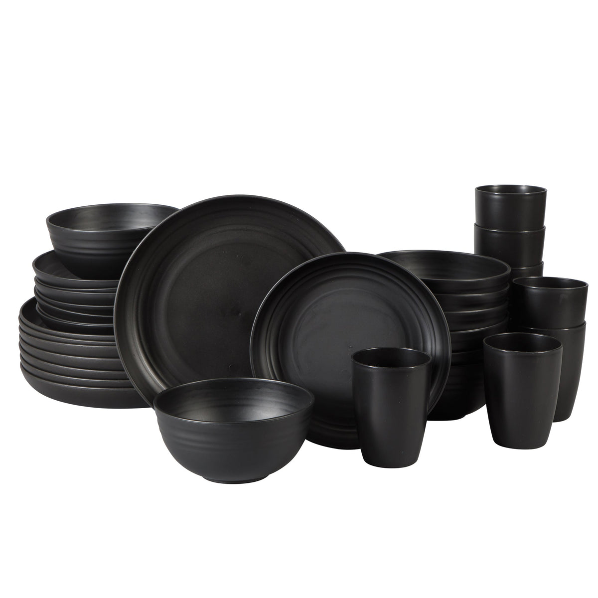 Gibson Home Plates and Bowls Set, 32 Piece Wheat Straw Dinnerware for 8 with Tumblers, Matte, Unbreakable & Lightweight, Dishwasher Safe, 4 Colors
