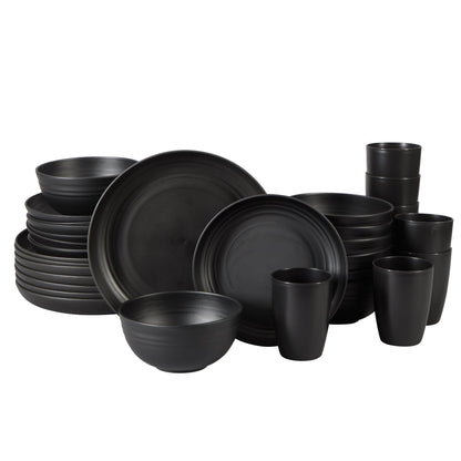 Gibson Home Plates and Bowls Set, 32 Piece Wheat Straw Dinnerware for 8 with Tumblers, Matte, Unbreakable & Lightweight, Dishwasher Safe, 4 Colors