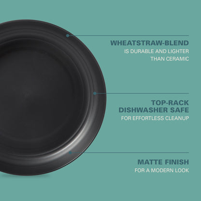 Gibson Home Plates and Bowls Set, 32 Piece Wheat Straw Dinnerware for 8 with Tumblers, Matte, Unbreakable & Lightweight, Dishwasher Safe, 4 Colors
