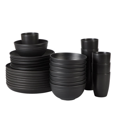 Gibson Home Plates and Bowls Set, 32 Piece Wheat Straw Dinnerware for 8 with Tumblers, Matte, Unbreakable & Lightweight, Dishwasher Safe, 4 Colors