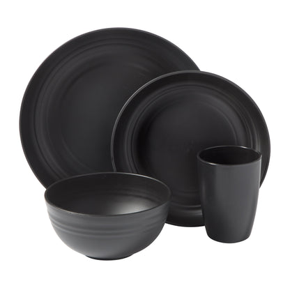 Gibson Home Plates and Bowls Set, 32 Piece Wheat Straw Dinnerware for 8 with Tumblers, Matte, Unbreakable & Lightweight, Dishwasher Safe, 4 Colors