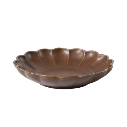 Bloomhouse Plates and Bowls Set, 16 Piece Stoneware Dinnerware for 4, Scallop Embossed, Oprah's Favorite Things, Dishwasher & Microwave Safe, Black