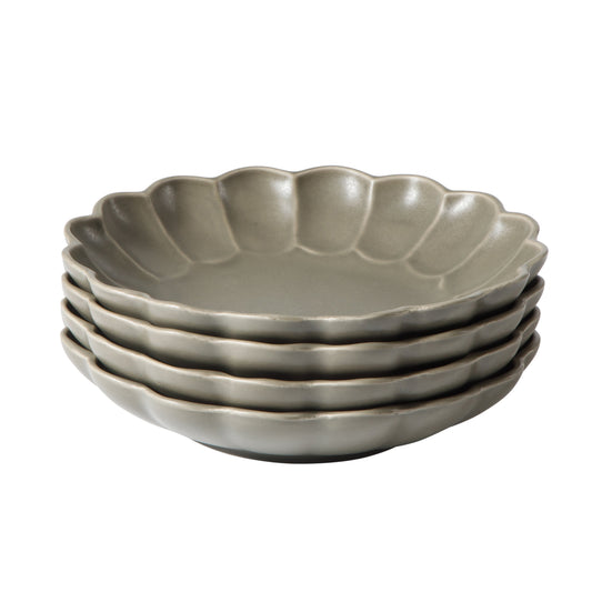 Bloomhouse Pasta Bowls Set of 4, 9 Inch Stoneware Soup & Salad Bowls, Reactive Glaze, Oprah's Favorite Things, Dishwasher & Microwave Safe, Grey