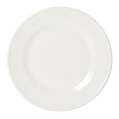 Gibson Home Caviara Plates and Bowls Set, 12-Piece Dinnerware Set, White Round Beaded Rim Porcelain Dish Set, Dinner Plates, Salad Plates & Cereal Bowls