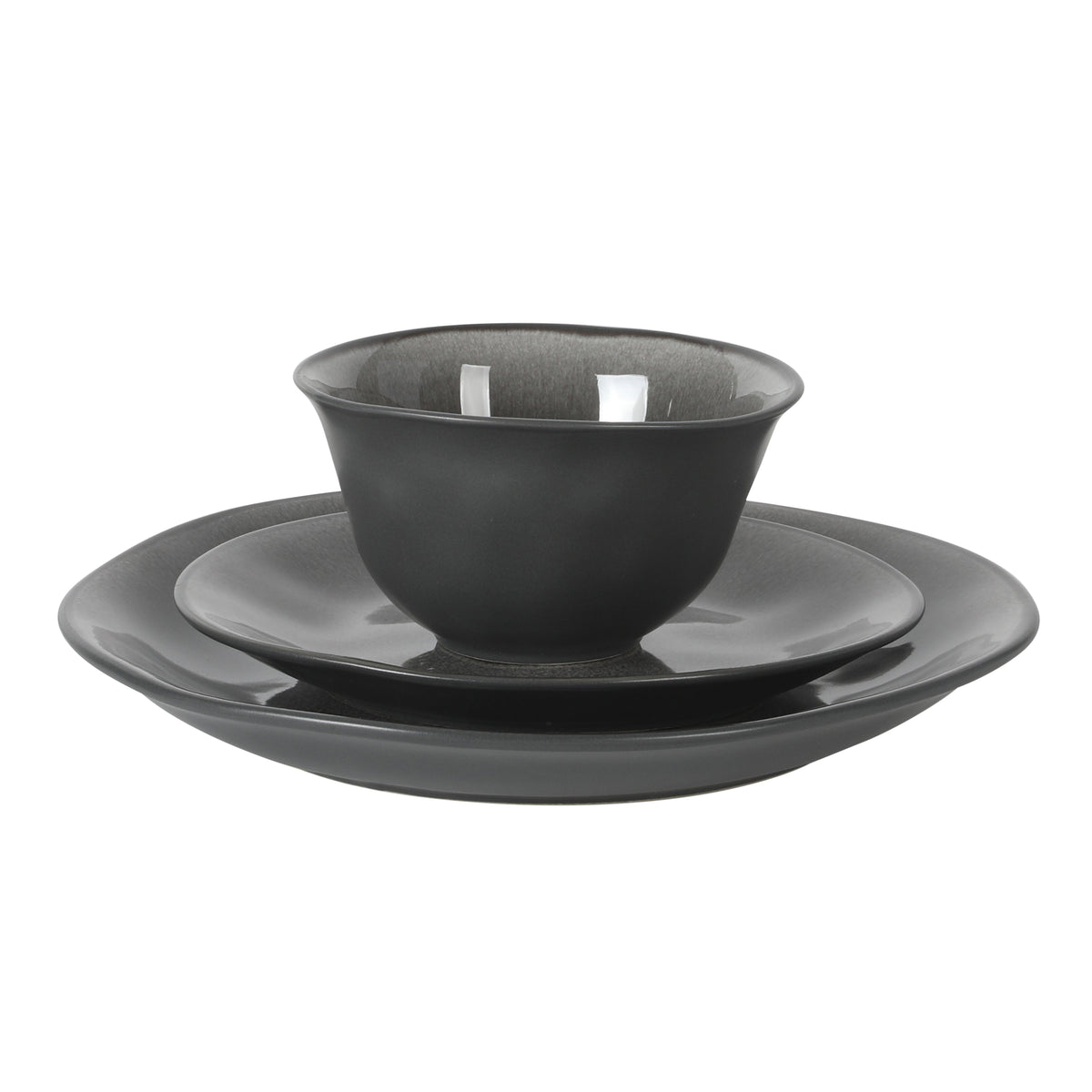 Gibson Elite Port Barton Plates and Bowls Sets, 12-Piece Stoneware Dinnerware Sets, Reactive Glaze Dish Set, Service for 4