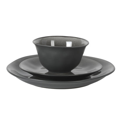 Gibson Elite Port Barton Plates and Bowls Sets, 12-Piece Stoneware Dinnerware Sets, Reactive Glaze Dish Set, Service for 4