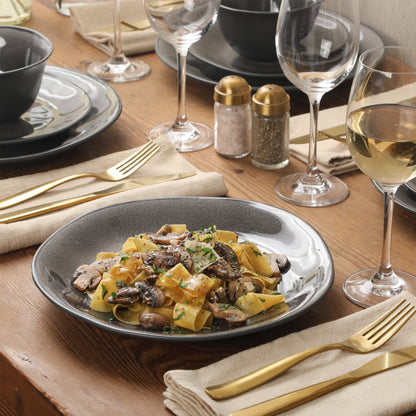 Gibson Elite Port Barton Plates and Bowls Sets, 12-Piece Stoneware Dinnerware Sets, Reactive Glaze Dish Set, Service for 4