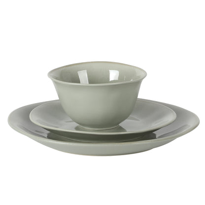 Gibson Elite Port Barton Plates and Bowls Sets, 12-Piece Stoneware Dinnerware Sets, Reactive Glaze Dish Set, Service for 4