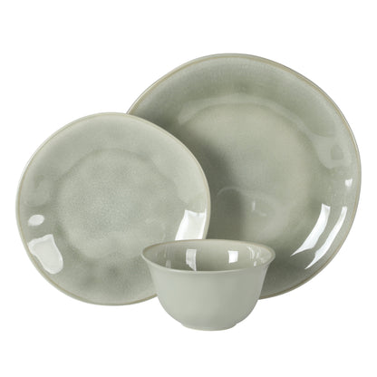 Gibson Elite Port Barton Plates and Bowls Sets, 12-Piece Stoneware Dinnerware Sets, Reactive Glaze Dish Set, Service for 4