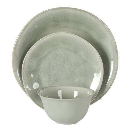 Gibson Elite Port Barton Plates and Bowls Sets, 12-Piece Stoneware Dinnerware Sets, Reactive Glaze Dish Set, Service for 4