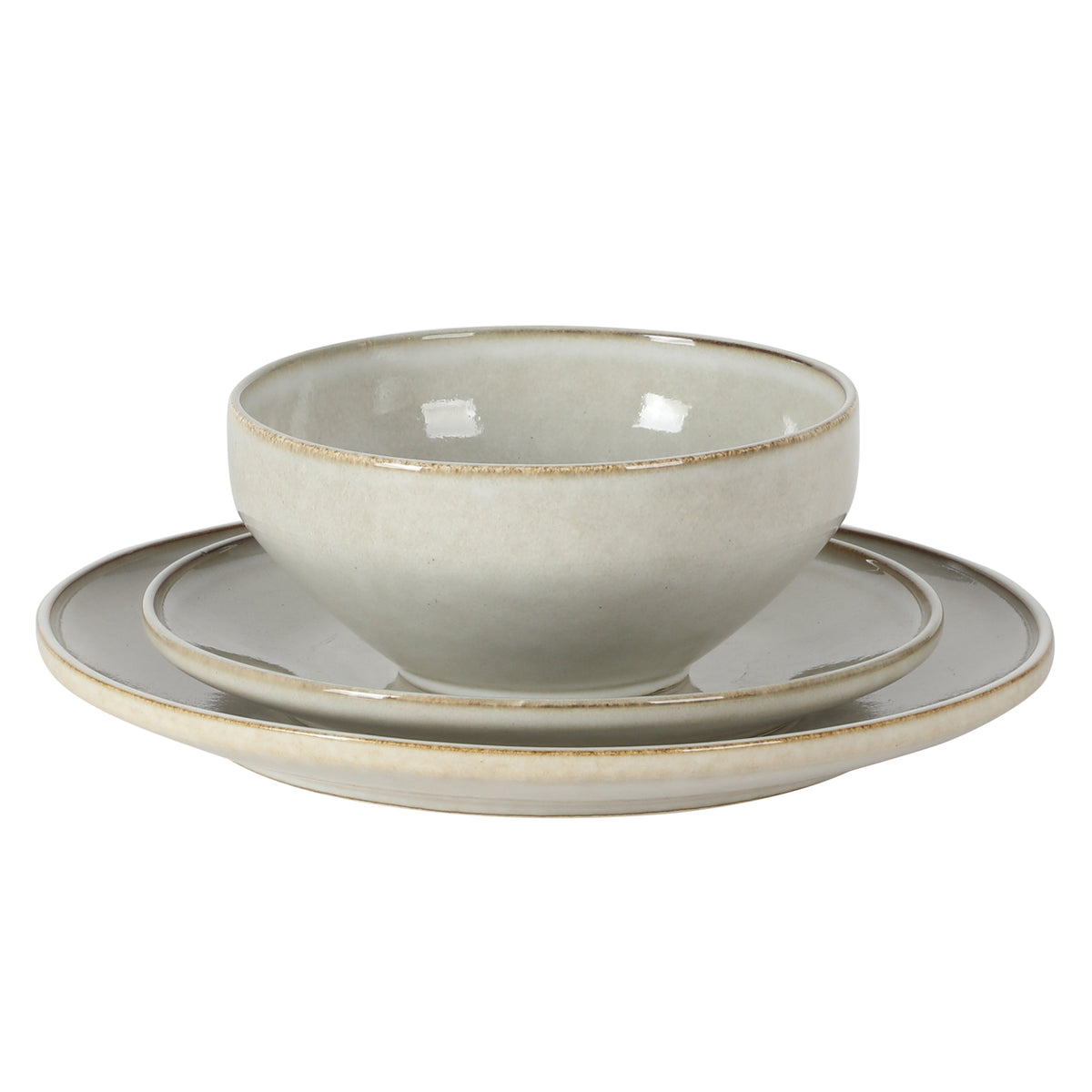 Gibson Elite White Sands Plates and Bowls Sets, 12-Piece Stoneware Dinnerware Sets, Reactive Glaze Dish Set, Service for 4