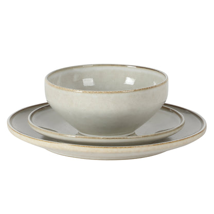 Gibson Elite White Sands Plates and Bowls Sets, 12-Piece Stoneware Dinnerware Sets, Reactive Glaze Dish Set, Service for 4