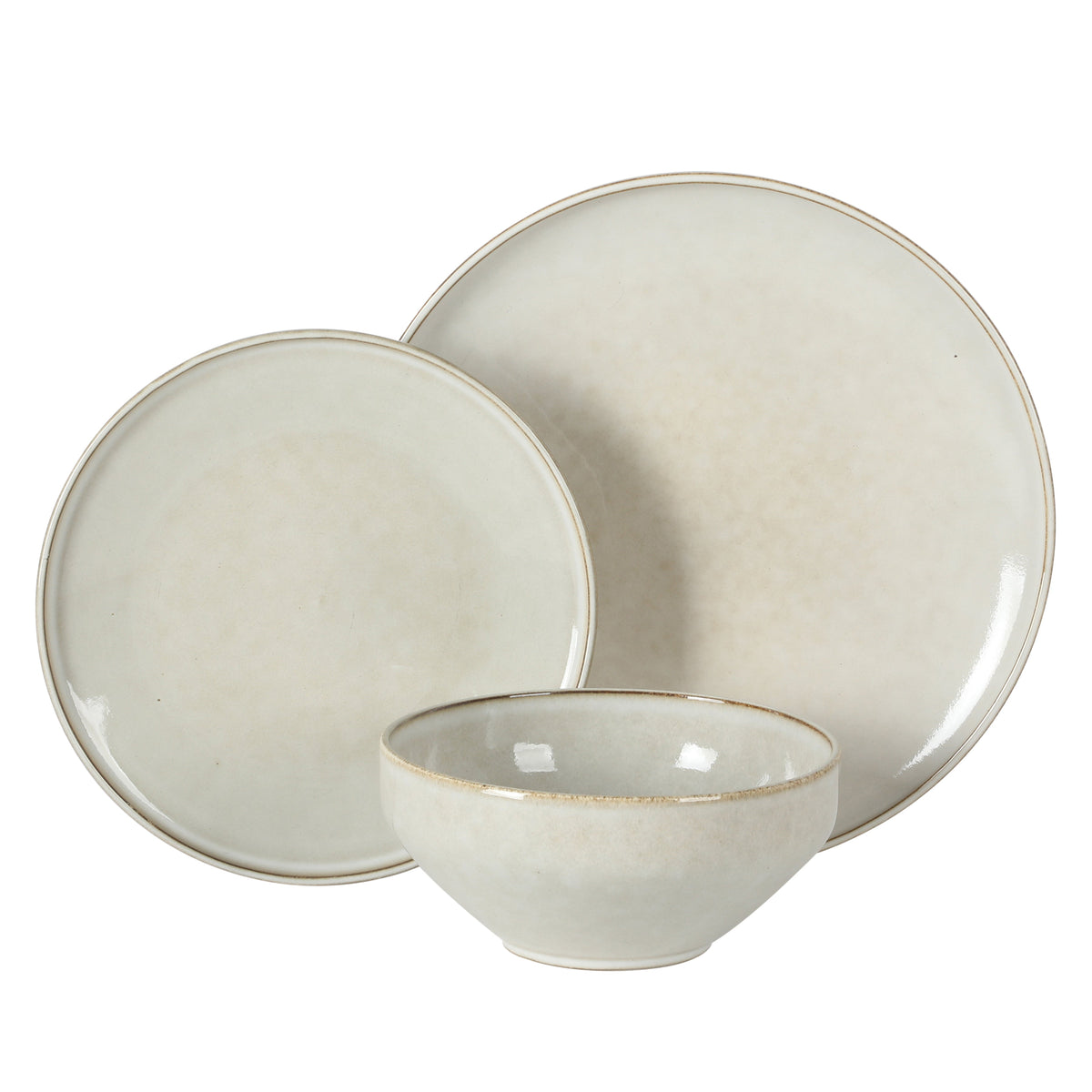Gibson Elite White Sands Plates and Bowls Sets, 12-Piece Stoneware Dinnerware Sets, Reactive Glaze Dish Set, Service for 4