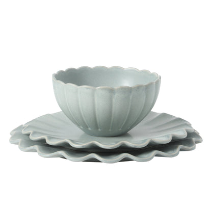 Gibson Elite Plates and Bowls Sets, 12-Piece Stoneware Dinnerware Set for 4, Scalloped Dish Set with Dinner Plates, Salad Plates & Bowls