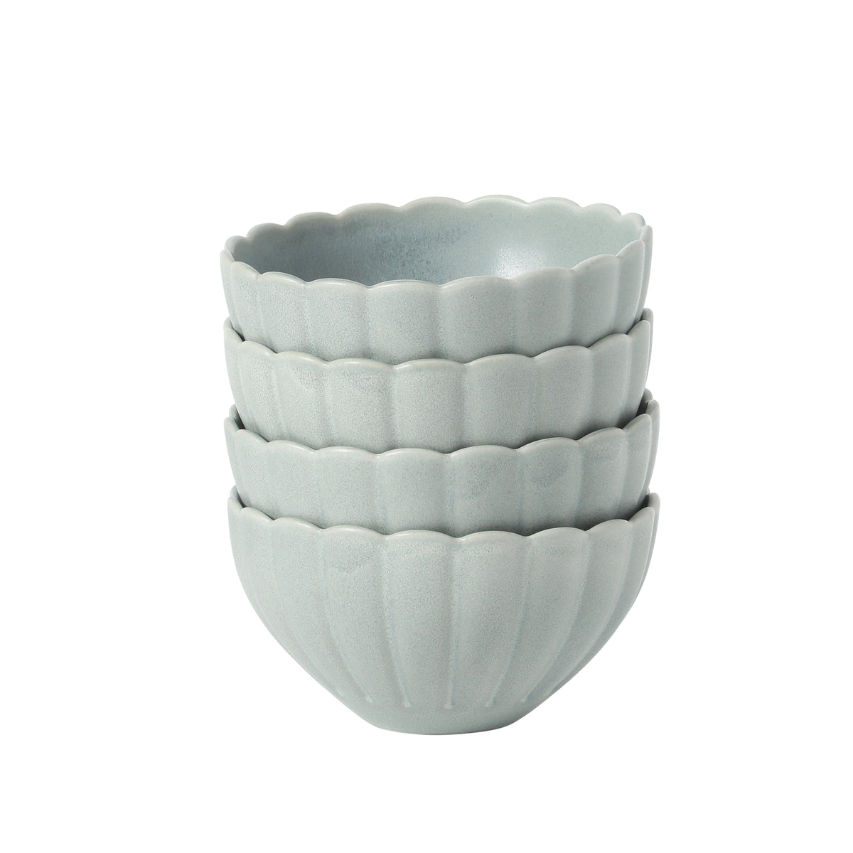 Gibson Elite Bistro Fleur Stoneware Cereal Bowls Set of 4, 5.5-Inch Scalloped Bowls, Fluted Kitchen Bowls for Cereal, Soup, Salad