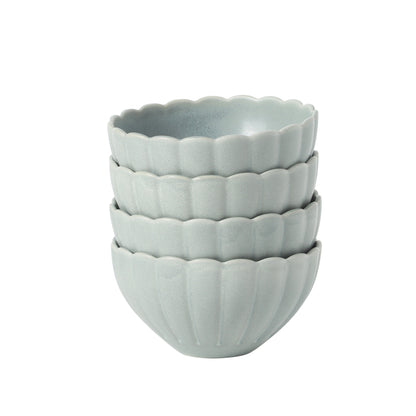 Gibson Elite Bistro Fleur Stoneware Cereal Bowls Set of 4, 5.5-Inch Scalloped Bowls, Fluted Kitchen Bowls for Cereal, Soup, Salad