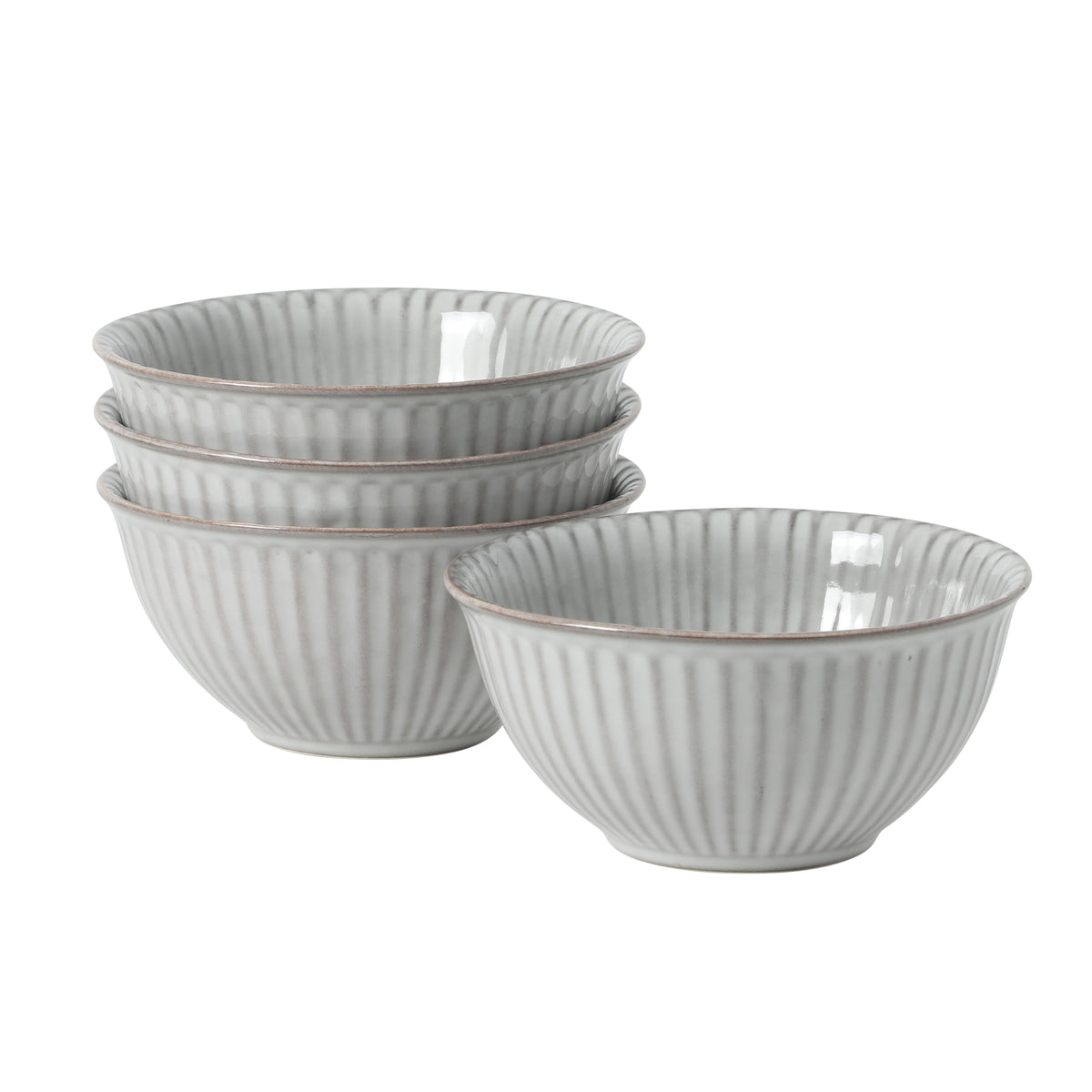 Gibson Elite Cereal Bowls Set of 4, 6-Inch Stoneware Soup Bowls,  Reactive Glaze Ribbed Bowl Set
