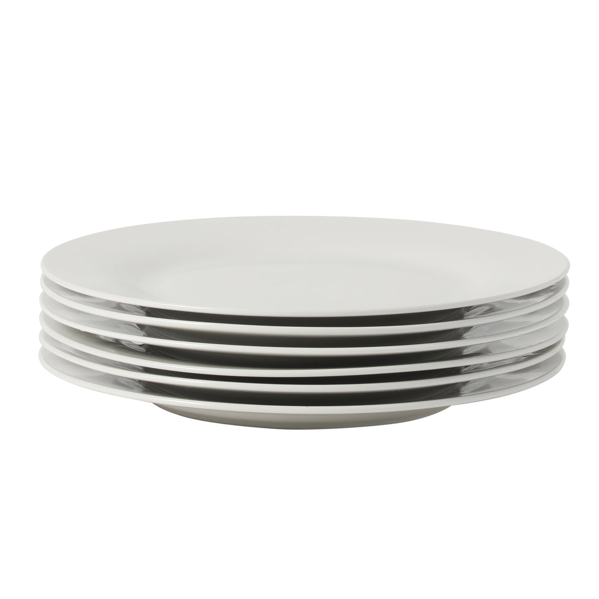 Gibson Home Great Essentials 6-Piece Dinner Plate Set, 10.5 Inch Fine Ceramic Round Plates, Microwave and Dishwasher Safe, White