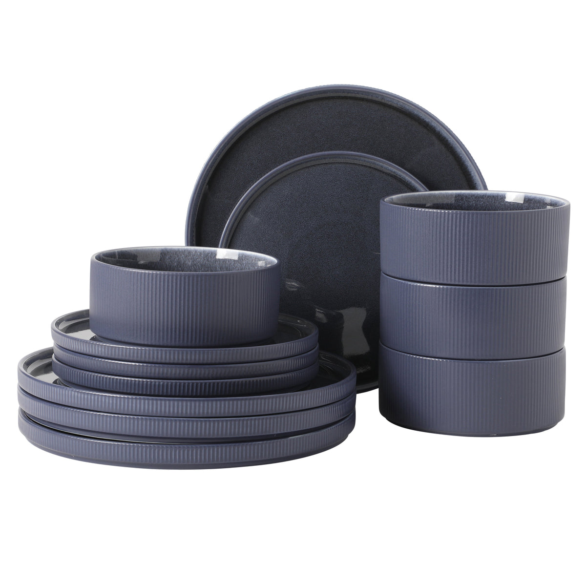 Gibson Elite Redrock Canyon 12-Piece New Bone China Dinnerware Set Service for 4, Reactive Glaze Plates and Bowls, Dishwasher Safe