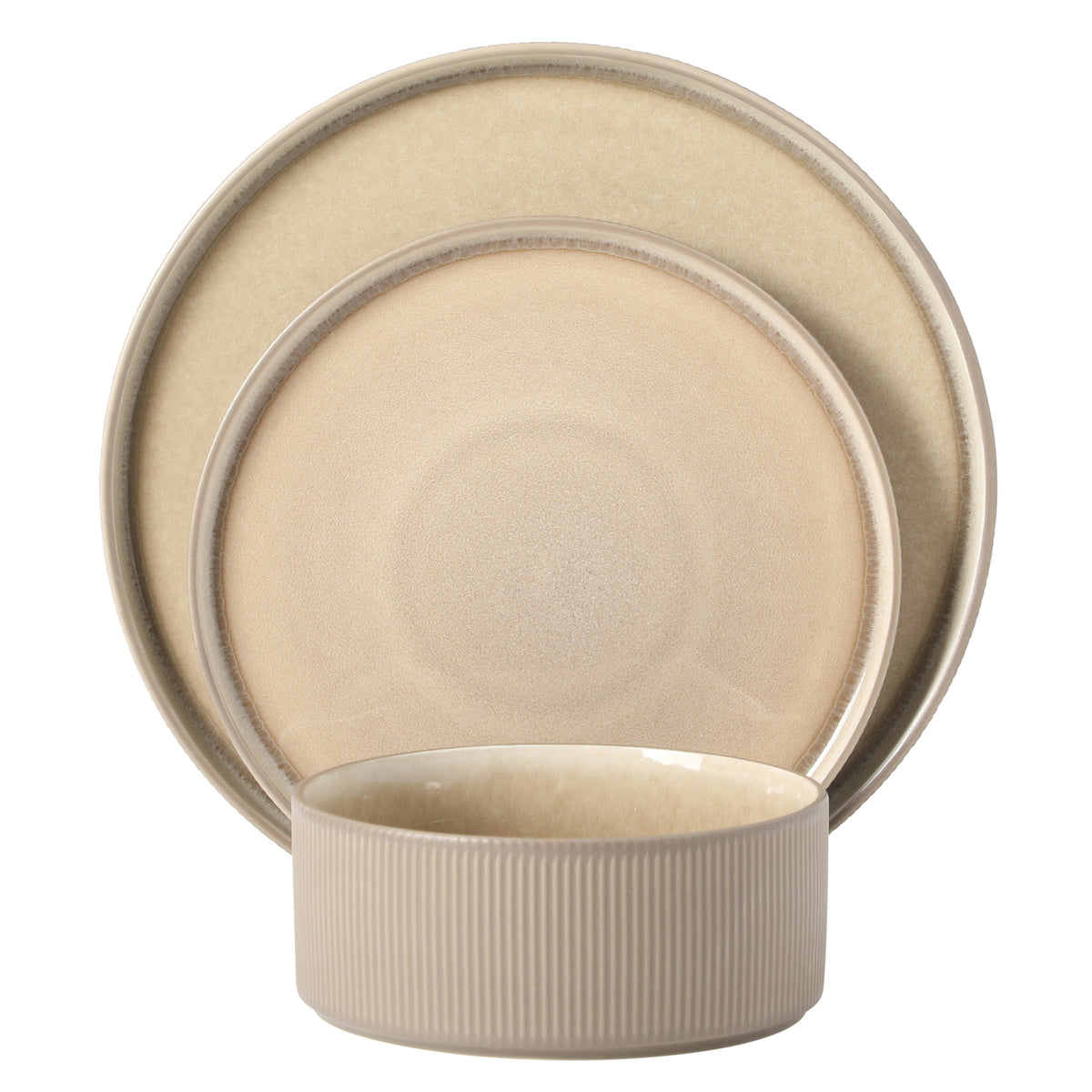 Gibson Elite Redrock Canyon 12-Piece New Bone China Dinnerware Set Service for 4, Reactive Glaze Plates and Bowls, Dishwasher Safe