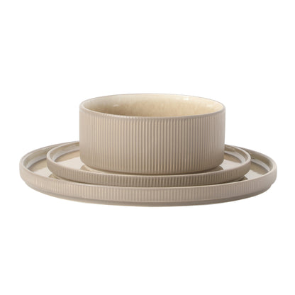 Gibson Elite Redrock Canyon 12-Piece New Bone China Dinnerware Set Service for 4, Reactive Glaze Plates and Bowls, Dishwasher Safe