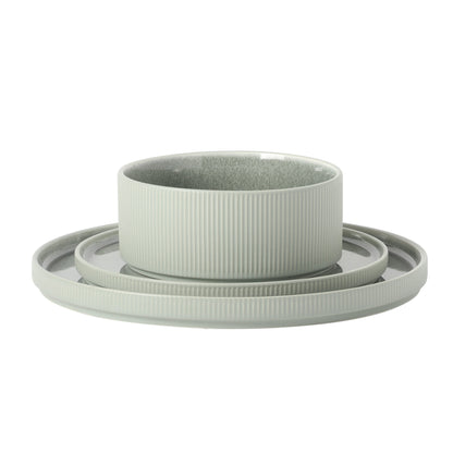 Gibson Elite Redrock Canyon 12-Piece New Bone China Dinnerware Set Service for 4, Reactive Glaze Plates and Bowls, Dishwasher Safe