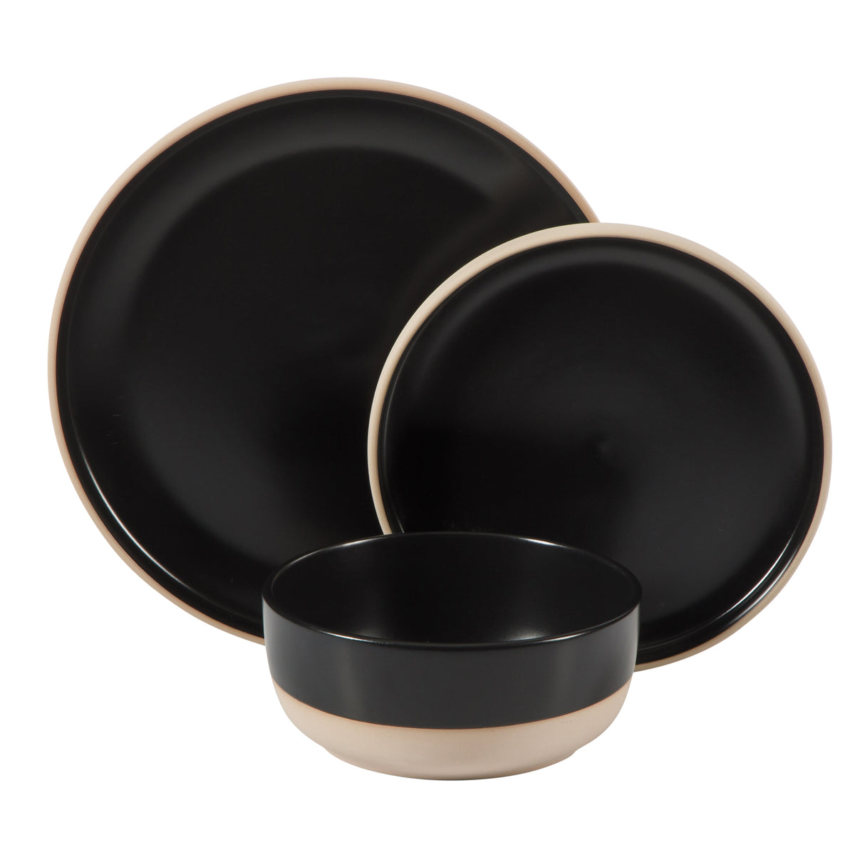 Gibson Home Plates and Bowls Set, 12 Piece Stoneware Dinnerware Set for 4, Matte Two-Tone Glaze, Dishwasher & Microwave Safe, Green