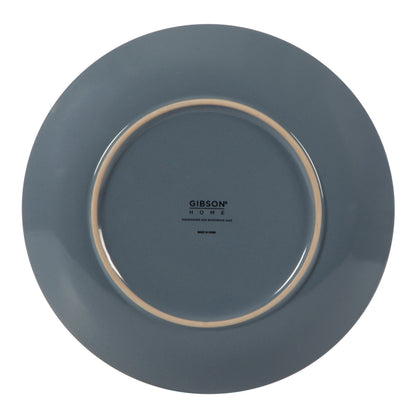 Gibson Home Plates and Bowls Set, 12 Piece Stoneware Dinnerware Set for 4, Ribbed Reactive Glaze, Dishwasher & Microwave Safe