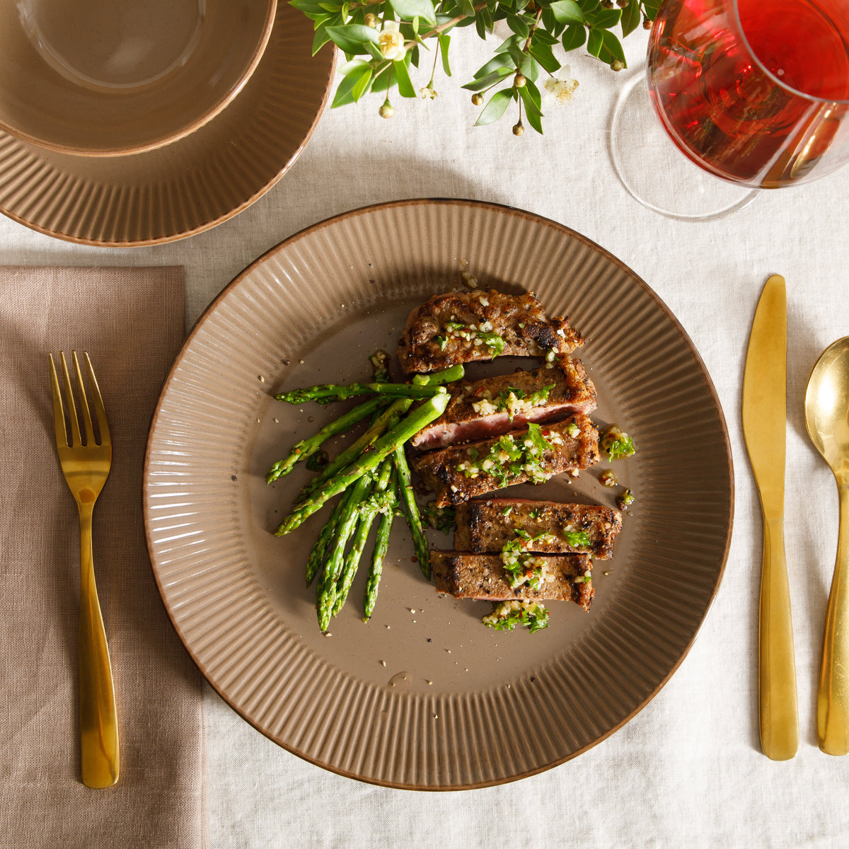 Gibson Home Plates and Bowls Set, 12 Piece Stoneware Dinnerware Set for 4, Ribbed Reactive Glaze, Dishwasher & Microwave Safe