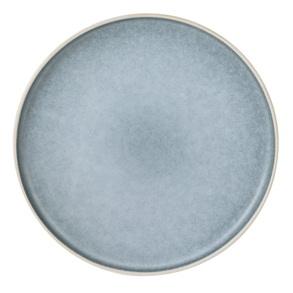 Gibson Elite Coastal Forest Plates and Bowls Sets, 12-Piece Stoneware Dinnerware Sets, Triple Reactive Glaze Dish Set - Grey and Cream White