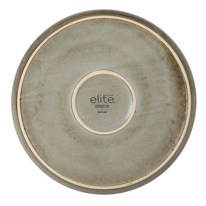 Gibson Elite Coastal Forest Plates and Bowls Sets, 12-Piece Stoneware Dinnerware Sets, Triple Reactive Glaze Dish Set - Grey and Cream White