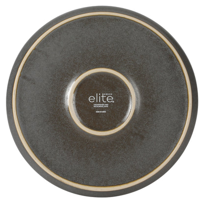 Gibson Elite Coastal Forest Plates and Bowls Sets, 12-Piece Stoneware Dinnerware Sets, Triple Reactive Glaze Dish Set - Grey and Cream White