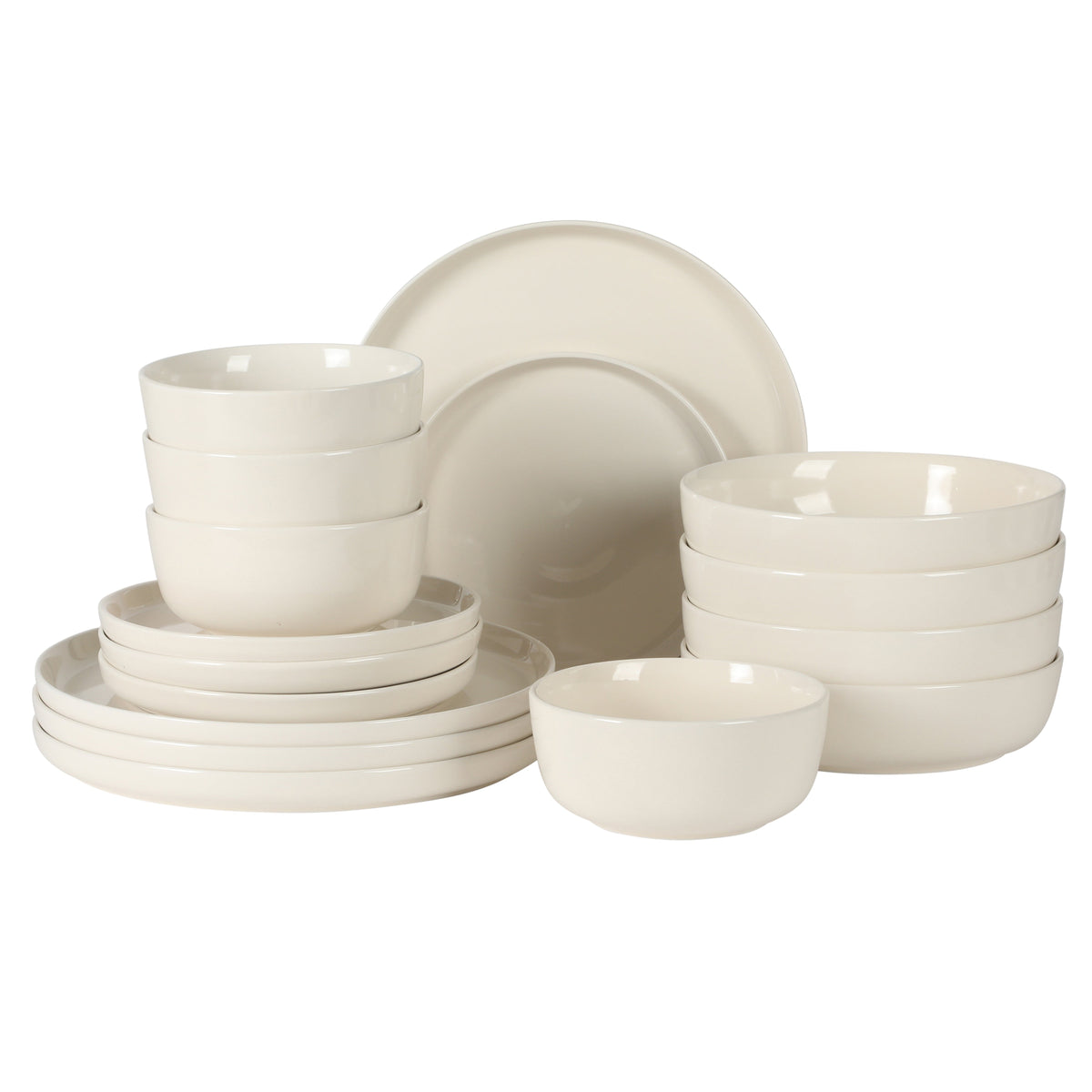 Gibson Home Serenity 16 Piece Modern Porcelain Dinnerware Set for 4, Plates and Bowls Set, Dinner Plates, Salad Plates,  Cereal Bowls