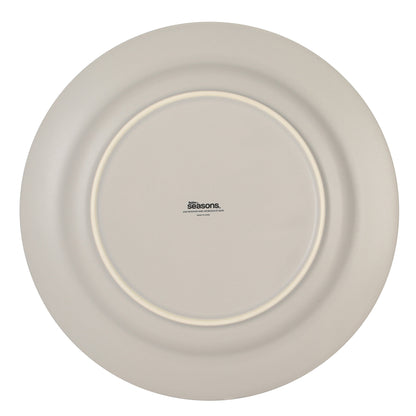 Gibson Elite Soleil 12 Piece Linen White Stoneware Dinnerware Set for 4, Plates and Bowls Set with Dinner Plates, Salad Plates and Bowls