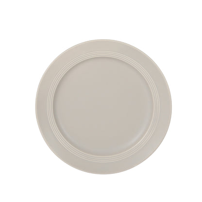 Gibson Elite Soleil 12 Piece Linen White Stoneware Dinnerware Set for 4, Plates and Bowls Set with Dinner Plates, Salad Plates and Bowls