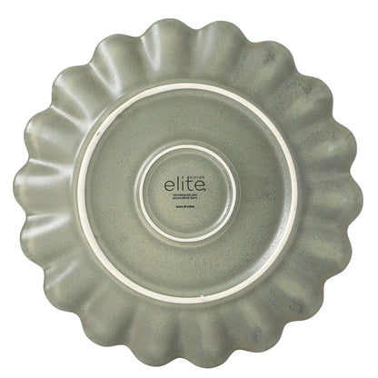 Gibson Elite Plates and Bowls Sets, 12-Piece Stoneware Dinnerware Set for 4, Scalloped Dish Set with Dinner Plates, Salad Plates & Bowls