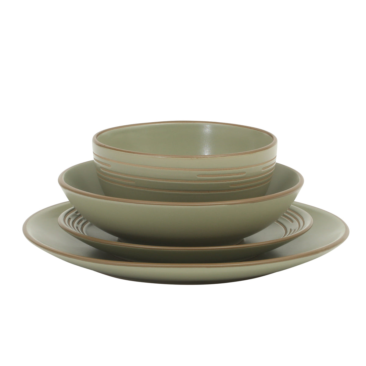 Gibson Home Chiswick House 16-Piece Stoneware Dinnerware Set, Round Plates and Bowls Set for 4, White with Wax Relief Embossed Rim Detail, Dishwasher Safe – Dinner Plate, Salad Plate & Cereal Bowl