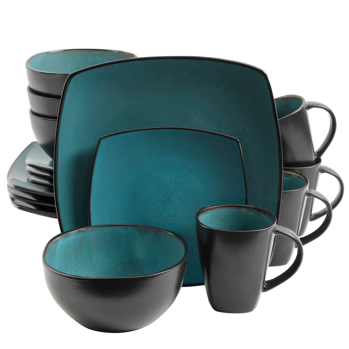 Gibson Elite Soho Lounge Square 16-Piece Stoneware Dinnerware Set