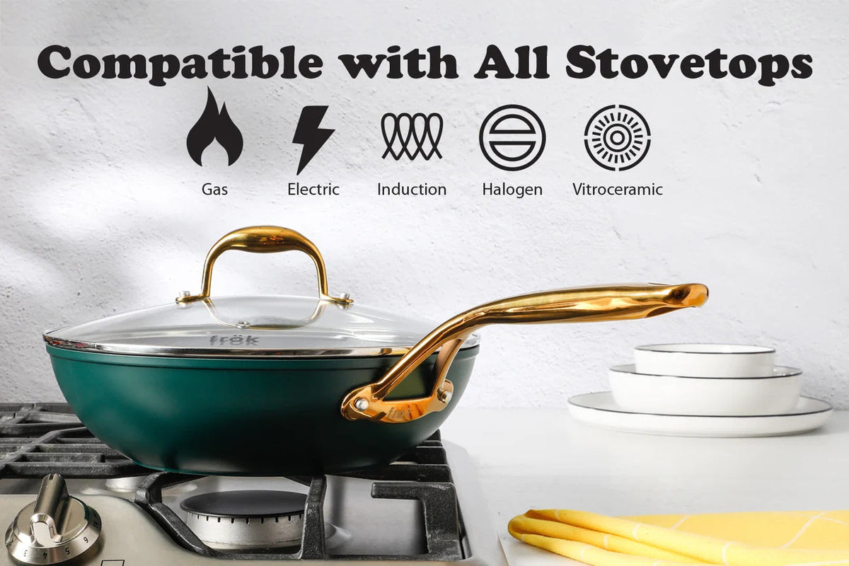 Frok 11" All-In-One Exclusive Non-Stick Fry Pan Meets Wok w/ Lid
