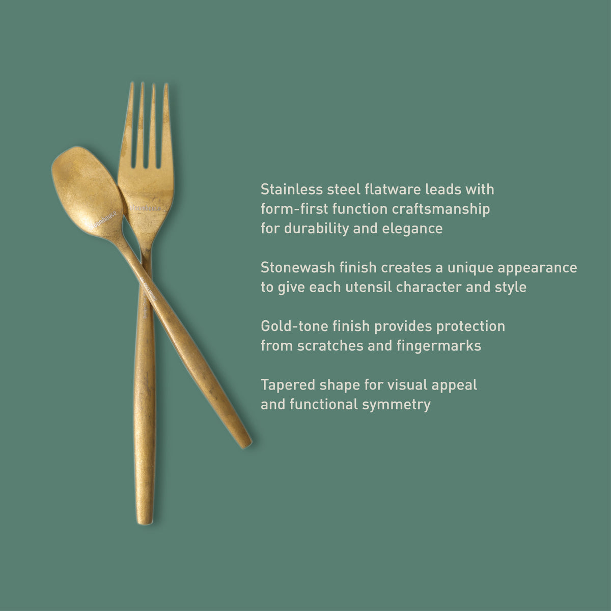 Bloomhouse 20 Piece Stone Washed Flatware 18/10 Stainless Steel Silverware Cutlery Utensil Set With Acacia Wood Caddy - Service for 4