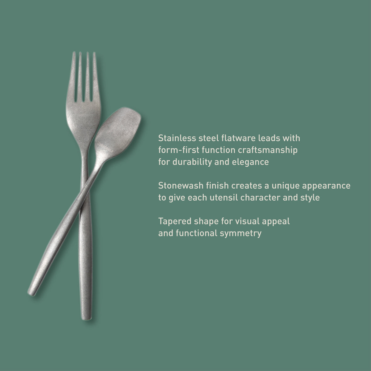 Bloomhouse 20 Piece Stone Washed Flatware 18/10 Stainless Steel Silverware Cutlery Utensil Set With Acacia Wood Caddy - Service for 4