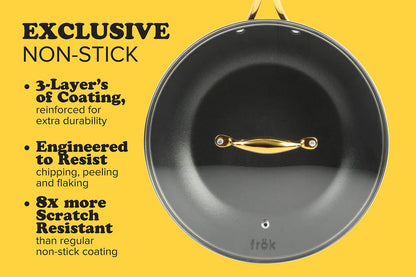 Frok 11" All-In-One Exclusive Non-Stick Fry Pan Meets Wok w/ Lid