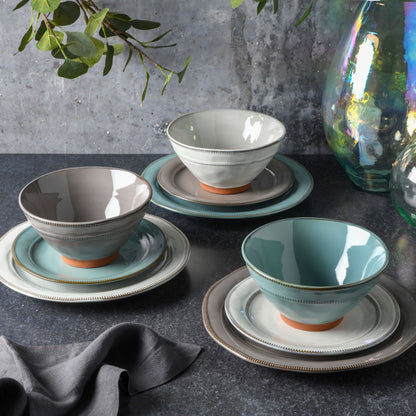 Gibson Elite Terranea 12-Piece Reactive Terracotta Dinnerware Set