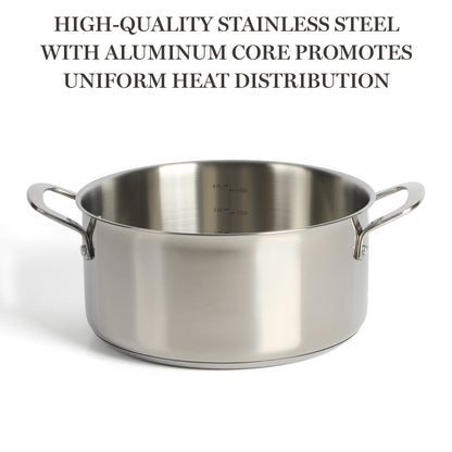 Martha Stewart Castelle 5-Quart Stainless Steel Dutch Oven with Lid, 18/8 Stainless Steel, Induction Safe